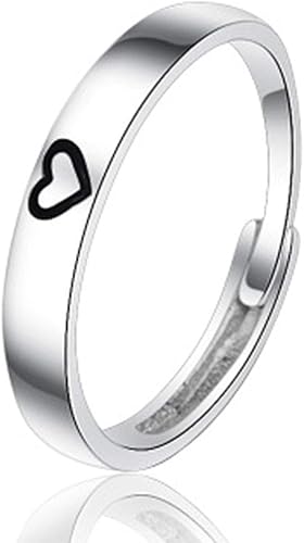 Amazon Rockyu 指輪 フリーサイズ メンズリング ハート刻印 ペアリング フリーサイズ 2個セット ステンレス 結婚指輪 レディースリング シンプル 人気 プレゼント 男性指輪 黒心 リング 通販