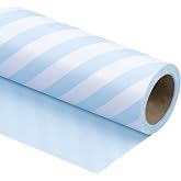WRAPAHOLIC 30 Inch Reversible Baby Blue Wrapping Paper - Baby Blue and Stripes Wrapping Paper for Birthday, Holiday, Wedding, Baby Shower - 30 inch x 33 feet