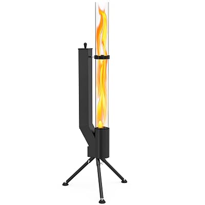 ONLYFIRE OUTDOOR LIVING 58" Patio wood pellet Fire Pit with Ash Tray, Portable Pellet Heater for Camping Backyard Porch Coffee Shop Outside Restaurant, Bonfire Party, RV, Tailgating, Beach, FP042