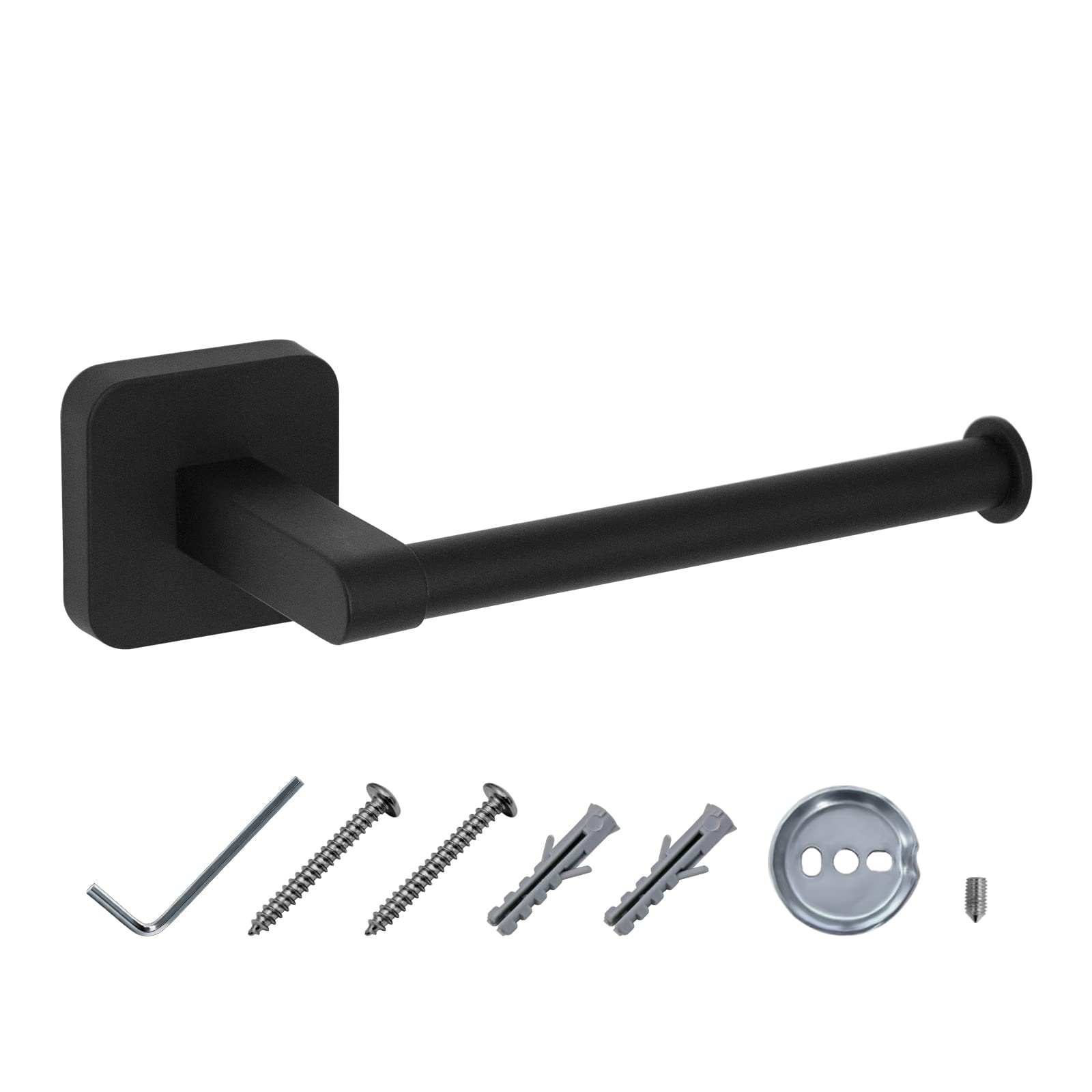 JASSFERRY Toilet Paper Holder Wall Mounted 143 mm Toilet Roll Holder Rustproof Black Toilet Tissue Holder for Bathroom, Kitchen, Washroom