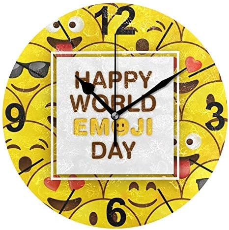 Amazon Co Jp 幸せな絵文字喜びラウンドアクリル壁時計 サイレント非カチカチ油絵ホームオフィス学校装飾時計アート ホーム キッチン