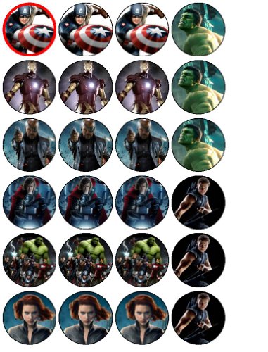 24 Avengers Cupcake Toppers by Coyote Party and print