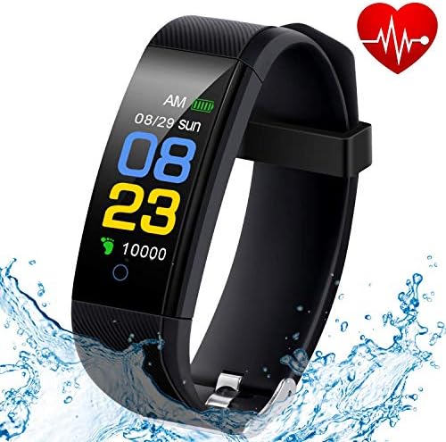Fitness Tracker Waterproof with Heart Rate Monitor, Blood Pressure Monitor, Sleep Monitor, Pedometer Smart Watch for Walking, Calorie Counter, Call/SMS Reminder for Kids Women and Men