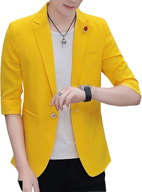 Amazon Beibang バイバン テーラードジャケット メンズ 7分袖 スーツ スリム カジュアル 薄手 サマージャケット おしゃれ ビジネス ジャケット 細身 トップス 無地 夏服 コート ジャケット 通販