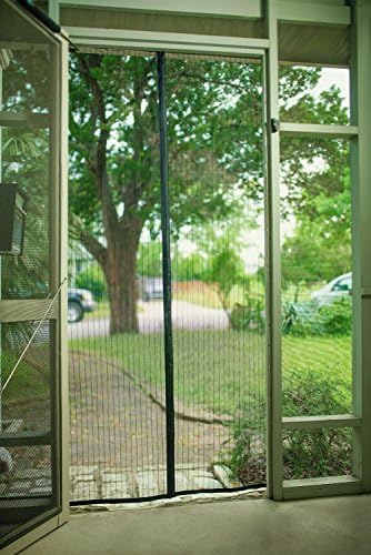 Magnetic Hands Free Full Frame Mesh Screen Door Curtain with Hook, Loop Push Pins - Mosquito Insects and Bug Proof By Kotini (Size 34"x82")