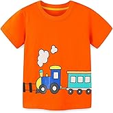 Warmbaby Orange T Shirt for Toddler Boys Kids Short Sleeve Shirts Clothes