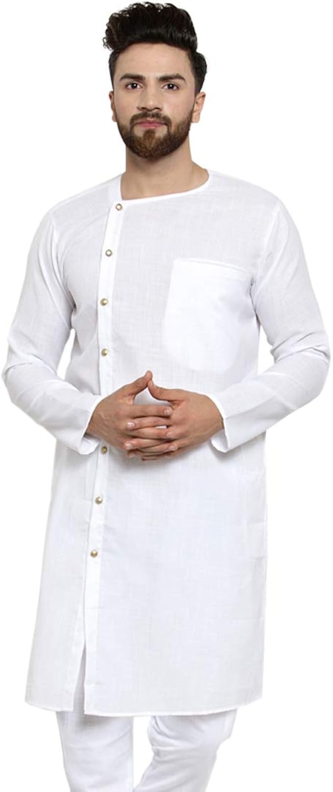 Yard Of Deals Designer Ethnic Traditional White Linen Kurta for Men at