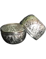 2x Aluminum water bowl Thai design silver bowl sterling bowls serving set 3