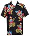 Hawaiian Shirt 39 Mens Parrot Print Beach Aloha Party Rich Black XL