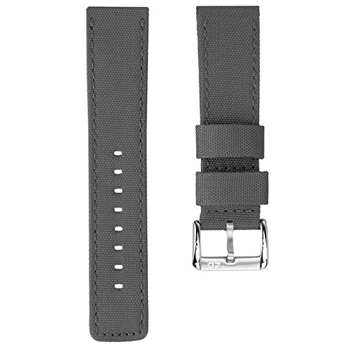 ZULUDIVER Waterproof Divers Watch Band Grey & Grey Stitching 24mm