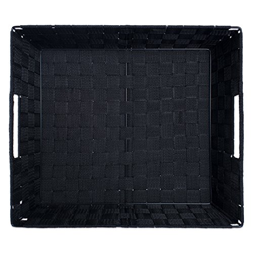 DII Durable Trapezoid Woven Nylon Storage Bin or Basket for Organizing Your Home, Office, or Closets (Tray - 13x15x5") Black - Set of 2 - Thumbnail 3
