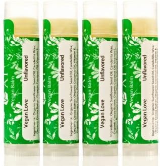 Vegan Lip Balm - Certified Organic Beauty Products – Unflavored 4 Pack Makes A Great Vegan Gift - Jing Ai