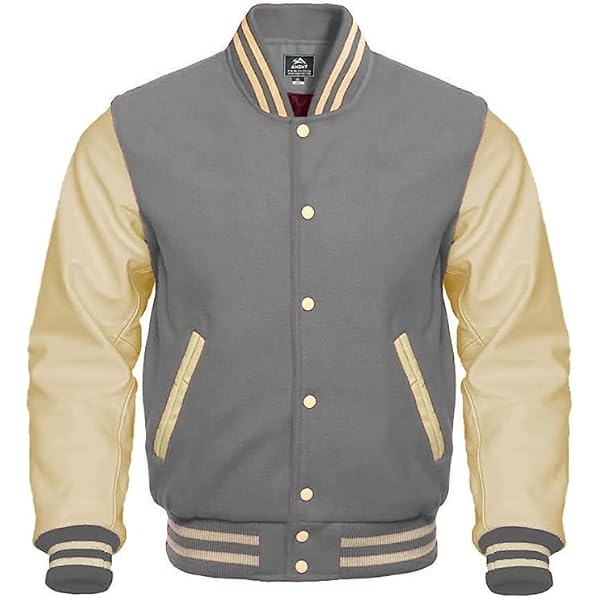 ZEEBOK Men's Varsity Jacket Wool Body Genuine Leather Arms