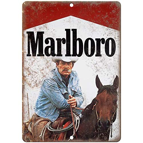 VEHFA Vintage Marlboro Man Cigarette Ad Cowboy 8 X 12 Reproduction Metal Sign Y