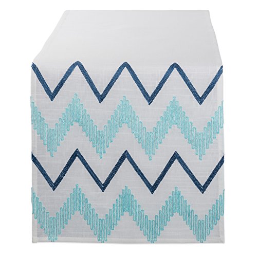 DII Polyester Embroidered Table Runner for Spring Garden Party, Summer
BBQ, Baby Showers and Everyday Use - 14x70", Chevron on Off White Base