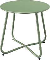 Grand patio Round Outdoor Side Table Sage Green Lightweight Garden End Table