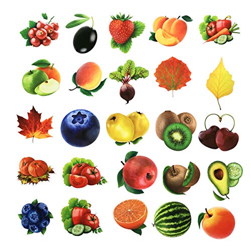 100PCS Colorful Fruits Vegetables Stickers Waterproof Laptop Stickers Car Bicycle Suitcase Computer Water Bottle Mobile Phone Stickers DIY Decals for Kids (Fruits 100)