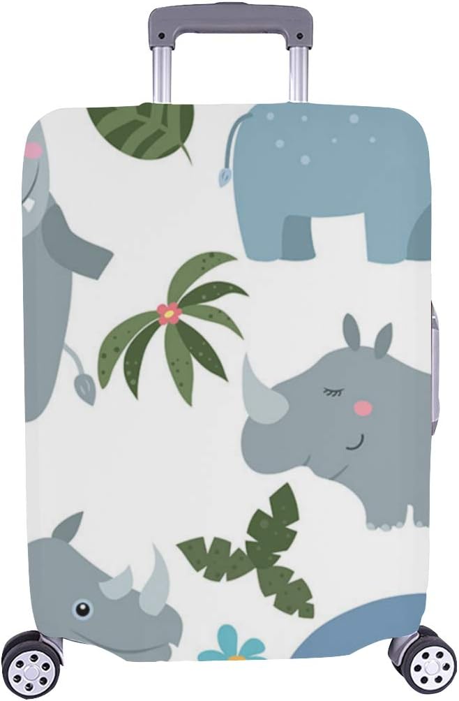 Big Tough Rhino Cartoon Spandex Trolley Case Travel Luggage Protector Suitcase Cover 28.5 X 20.5 Inch(only Dust Cover)
