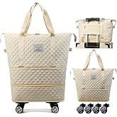 Expandable Foldable Wheeled Travel Duffle Bag - Detachable Rolling Wheels Carry On Gift
