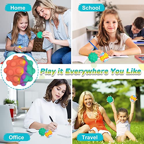 3 Pack Stress Balls Fidget Toys, Popping Fidget Sensory Toys, 3D Push Bubble Silicone Decompression Toy, Stress Relief Toy Anti Anxiety Sensory Game Ball for Girl or Boy Kids and Adults