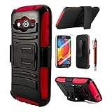 Cover-U® Samsung Galaxy Avant G386 Extreme Rugged Dual Layer Kickstand Combo Case with Belt clip Holster Red/Black Included [Premium Screen Guard + Cover U (TM) Stylus Pen + Anti-Dust Plug]