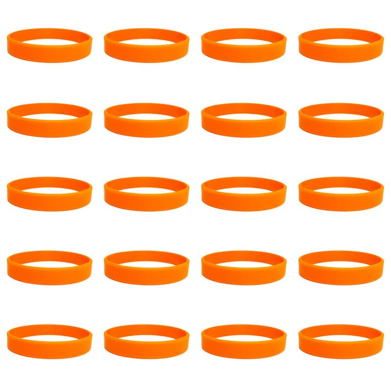 Vokenforu 20Pcs Orange Silicone Wristbands,Elastic rubber Bracelets,Silicone Sports Rubber Bracelets for Events