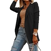 Womens Casual Long Sleeve Blazers Solid Color Knit Blazer Work Office Open Front Blazer Jacket