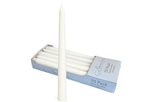 Stonebriar Tall 10" White Unscented 10 Count Taper Candles, 7 Hour Burn Time