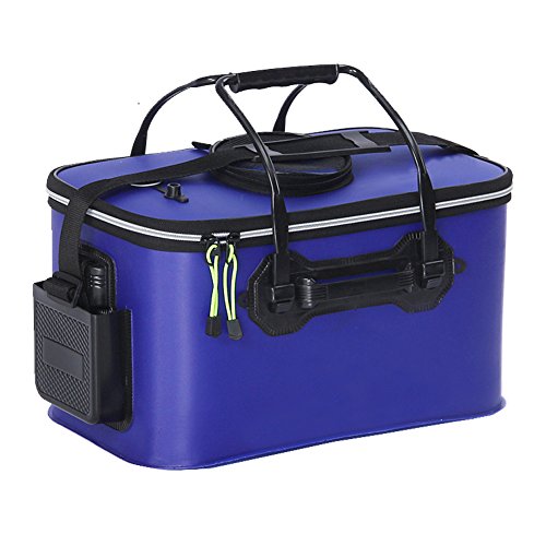 Tmat Fishing Bucket EVA Fishing Water Bucket Portable Collapsible Live Bait Bucket&Can carry Pump Kit Dark blue