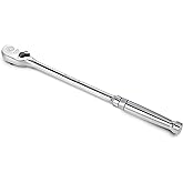 DURATECH Extra Long Handle 3/8-Inch Drive Ratchet, 90-Tooth Ratchet Wrench | Socket Wrench with 12" Handle and Dust Proof Teardrop Enclosed Head, Reversible, CR-V Steel Made, CR-MO Head, Full Polished