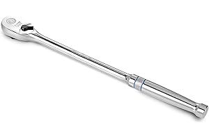 DURATECH Extra Long Handle 3/8-Inch Drive Ratchet, 90-Tooth Ratchet Wrench with 12" Handle and Dust Proof Teardrop Enclosed Head, Reversible, CR-V Steel Made, CR-MO Head, Full Polished, Gifts for Men