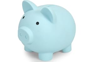 hizgo Piggy Bank | Plastic Piggy Bank | Coin Bank for Kids | Baby Shower & Birthday & Children's Day Nursery Decor | Blue