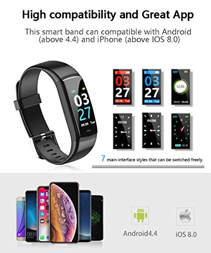 Fitness Tracker Watch, Activity Tracker with Heart Rate Monitor, Smart Watch with IP67 Waterproof, Smart Bracelet with Sleep Blood Pressure Monitor, Pedometer Watch for Android and iOS Smartphone