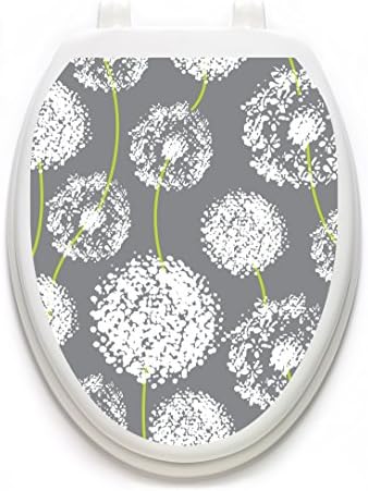 Toilet Tattoos, Toilet Seat Cover Decal, Dandelions Gray. Size Elongated