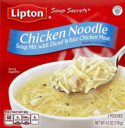 SOUP SECRETS LIPTON INSTANT SOUP MIX CHICKEN FLAVOR NOODLE FOR A WARM CUP OF SOUP COOKS IN 5 MINUTES 4.2 OZ