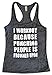 Funny Threadz I Workout Because Punching People is Frowned Upon Funny Womens Tank Top (Small, Black Tank/White Ink)