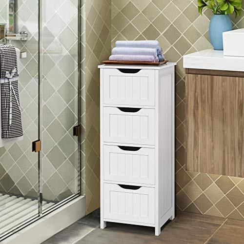 Yaheetech Bathroom Floor Wooden Side Storage Organizer, 4