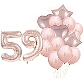 ZSNWGZ Sweet 59th Birthday Decorations Party Supplies,Rose Gold Number 59 Balloons,59th Foil Mylar Balloons Latex Balloon Decoration,Great 59th Birthday for Girls,Women,Men,Photo Props