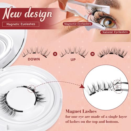 Higu Clace Magnetic Eyelashes With Applicator, Magnetic Eyelashes Without Eyeliner, Natural Look, Magnetic Eyelashes No Glue Needed (Kit-N6)
