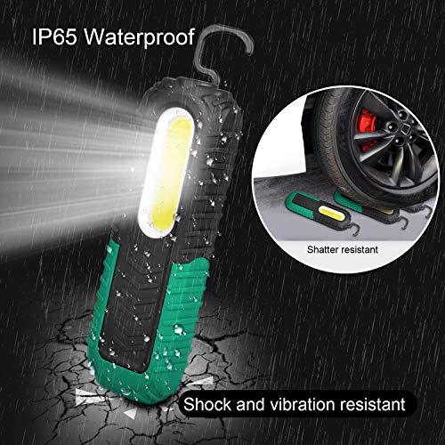 VAVOFO 18 Portable COB LED Work Light 350 Lumens, USB Rechargeable Work Lights with 360 Degree Magnetic Base for Car Repair, Household and Emergency Use, Shock Vibration Shatter Resistant (2 Pack)