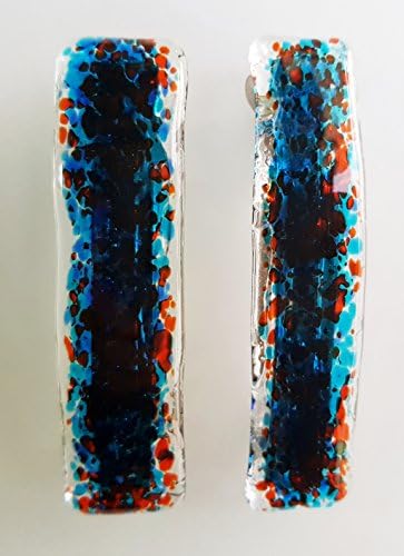 2 Hair Barrettes Glass Red &amp; Blue,ORIGINAL HANDCRAFT,Hair Pin,Beautiful Hair Clip jewelry for your hair