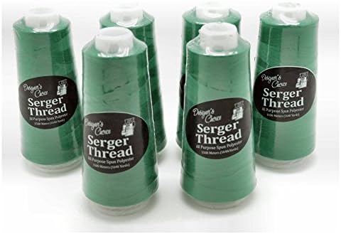 Serger / Embrodery Polyester Thread Cones, Multi-pack of 6 Spools 1640 Yards, EMERALD