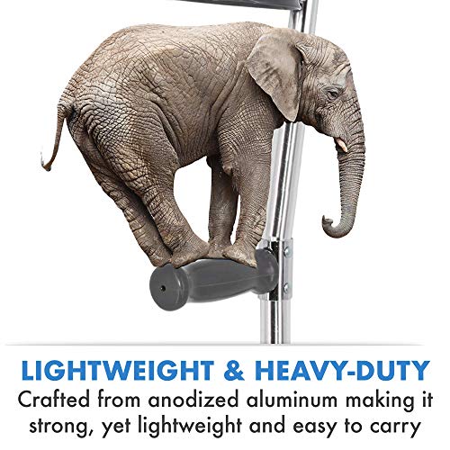Pivit Deluxe Aluminum Forearm Crutches, 5'5"-6'4" (Pack of 2) | Lightweight High Strength Aluminum Tubing | Design Reduces Stress Fatigue Soreness & Carpal Tunnel | Easy Push-Button Height Adjustment