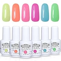 Perfect Summer Gel Polish 6PCS Neon Colors Gel Nail Soak Off UV LED Manicure Bright Color Starter Kit 8ML 019