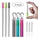 Metal Reusable Collapsible Straws with Silicone Tip, Telescopic Portable Stainless Steel Reusable Straws with Case & Cleaning Brush, Keychain Drinking Straw for Travel, School, Picnic 3 Pack