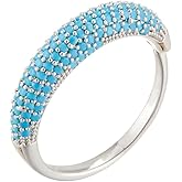 Kokoma Turquoise Statement Ring for Women Silver Plated Stone Stacking Ring Adjustable Open Finger Rings Promise Engagement Eternity Band Fashion Jewelry