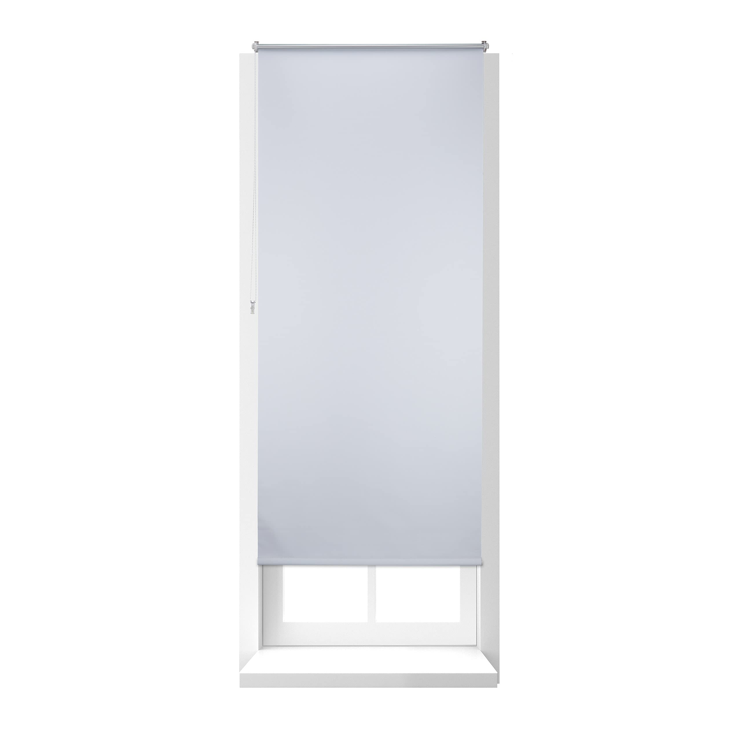 Relaxdays Thermal Blackout Blinds, Heat Protection, Side-Pull Roller Shades, No Drilling, 90x210cm, White