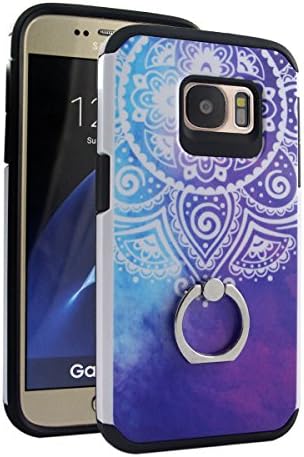 Galaxy S7 Case S7 Case With Ring Holder [KICKSTAND] Unique Hipster Chic BOHO Retro Vintage Girly Designer Cover by TropicaseMAX. Heavy Duty Protection With Great Utility (Blue Mandala)