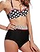 Women's Retro Polka Dot High Waist Bikini Set Swimsuit Push Up Swimwear Black XL
