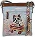 B BRENTANO Vegan Cute Animal Graphic Crossbody Bag Purse with Rhinestones (Cozy Dog Wagon)